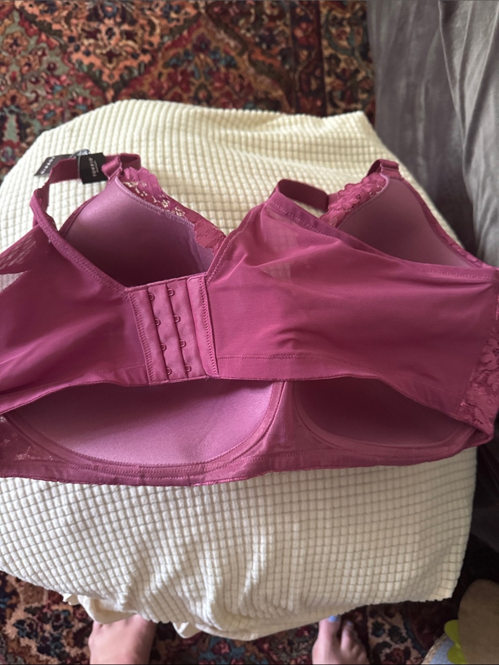 NWT Torrid lightly lined wire free Cassie lace bra violet purple 42DD - Picture 4 of 7
